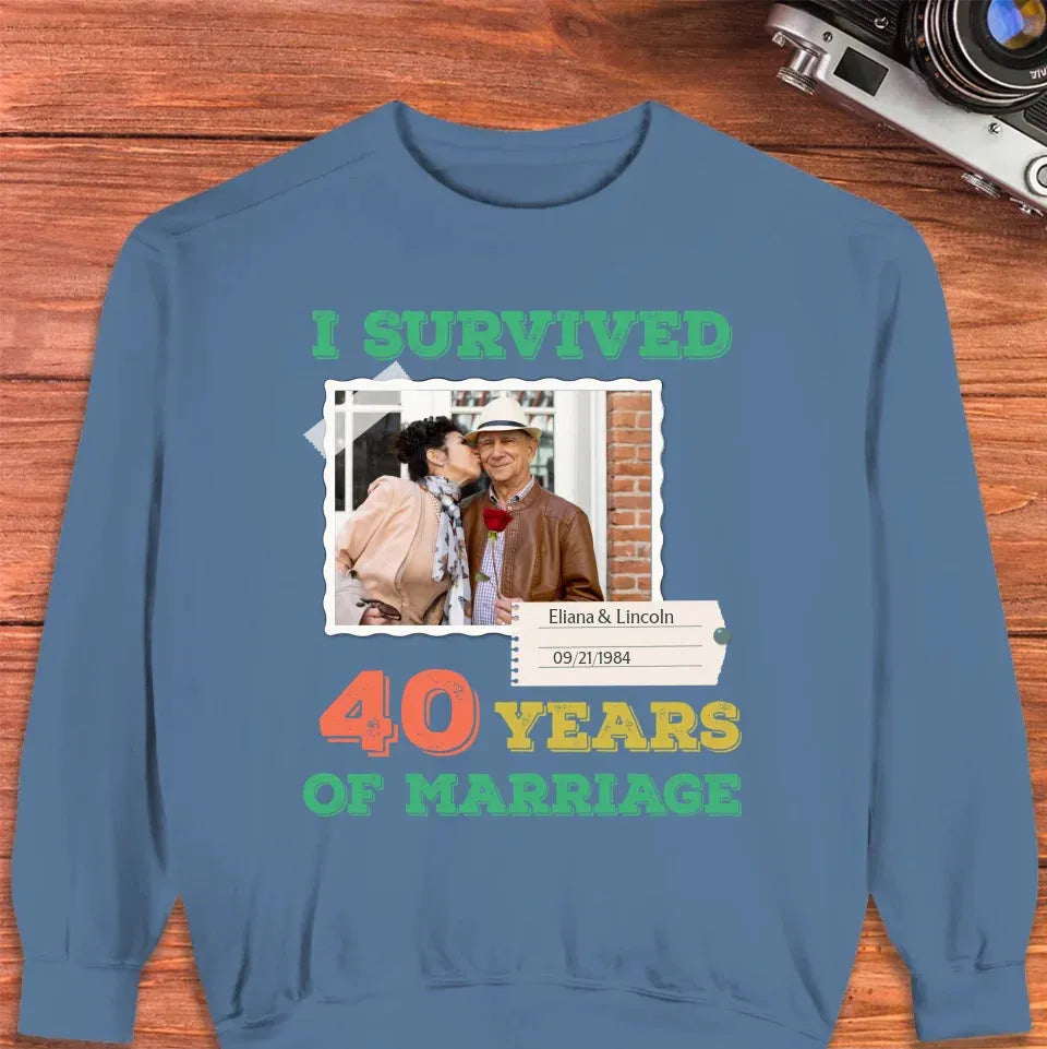 I Survived Years Of Marriage For Couple - Personalized Gifts For Couples - Unisex Sweater