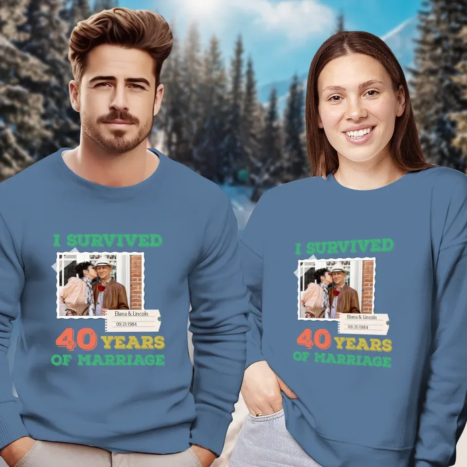 I Survived Years Of Marriage For Couple - Personalized Gifts For Couples - Unisex Sweater