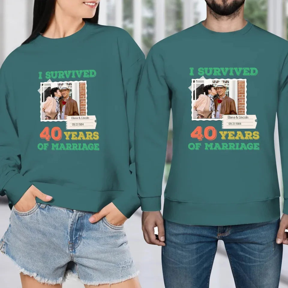 I Survived Years Of Marriage For Couple - Personalized Gifts For Couples - Unisex Sweater