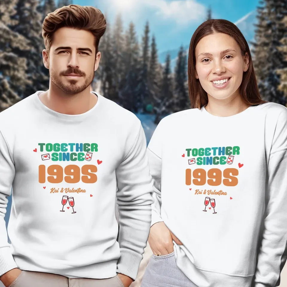 Together Since Retro Colors - Personalized Gifts For Couples - Unisex Sweater