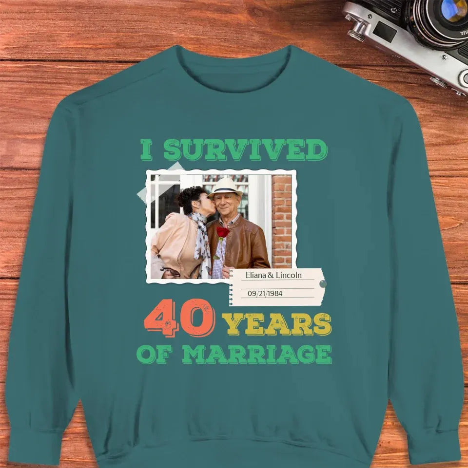 I Survived Years Of Marriage For Couple - Personalized Gifts For Couples - Unisex Sweater