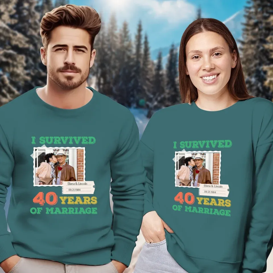 I Survived Years Of Marriage For Couple - Personalized Gifts For Couples - Unisex Sweater