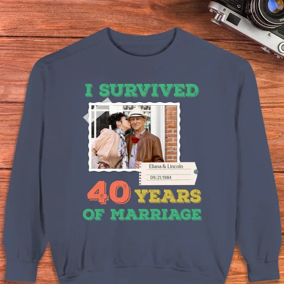 I Survived Years Of Marriage For Couple - Personalized Gifts For Couples - Unisex Sweater