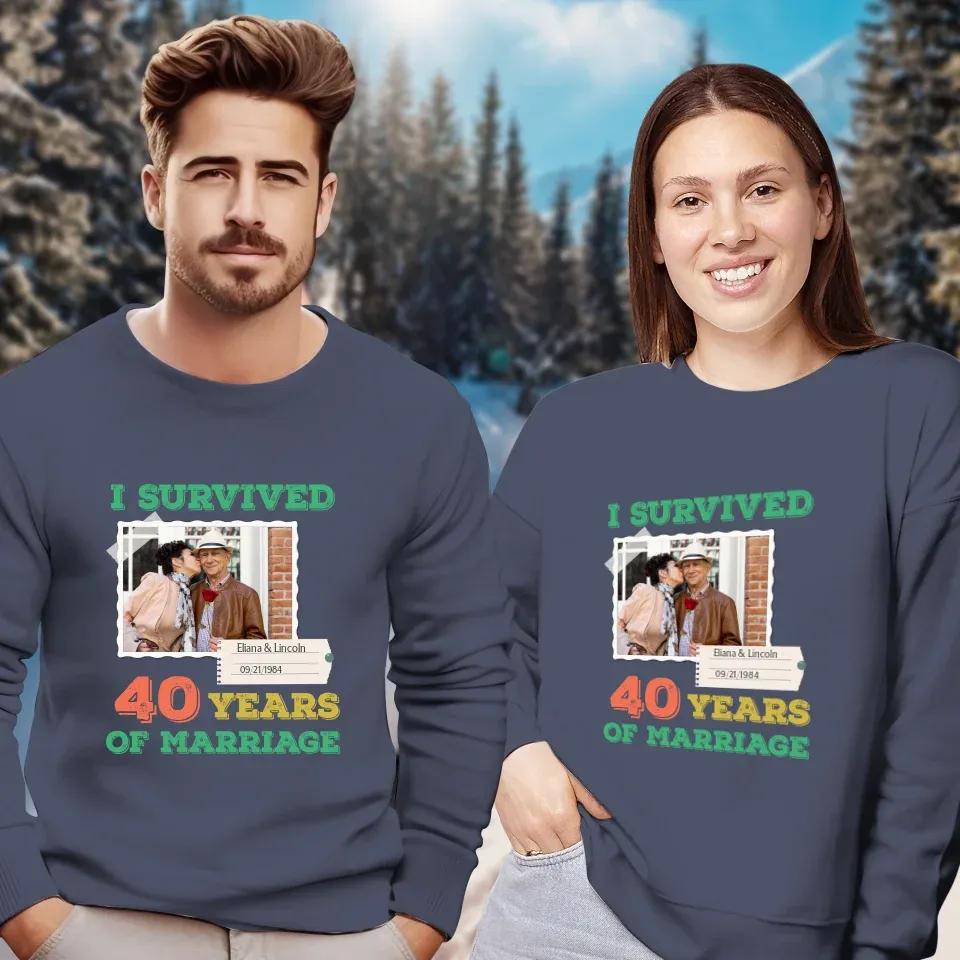 I Survived Years Of Marriage For Couple - Personalized Gifts For Couples - Unisex Sweater