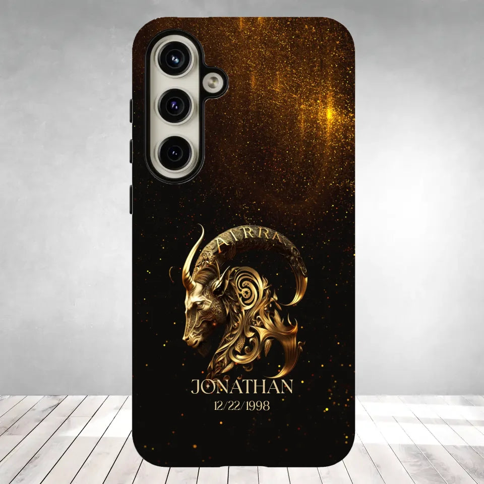 Golden Zodiac - Custom Zodiac - Personalized Gifts For Him - Samsung Tough Phone Case