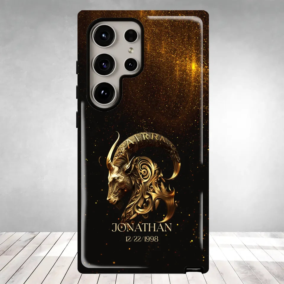 Golden Zodiac - Custom Zodiac - Personalized Gifts For Him - Samsung Tough Phone Case