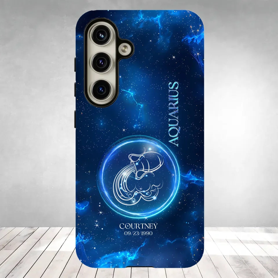 Zodiac Signs In Dark Blue Sky - Custom Zodiac - Personalized Gifts For Her - Samsung Tough Phone Case