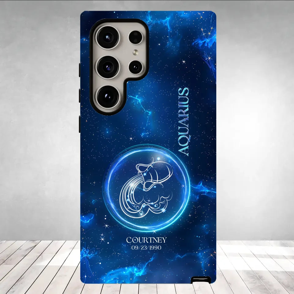 Zodiac Signs In Dark Blue Sky - Custom Zodiac - Personalized Gifts For Her - Samsung Tough Phone Case