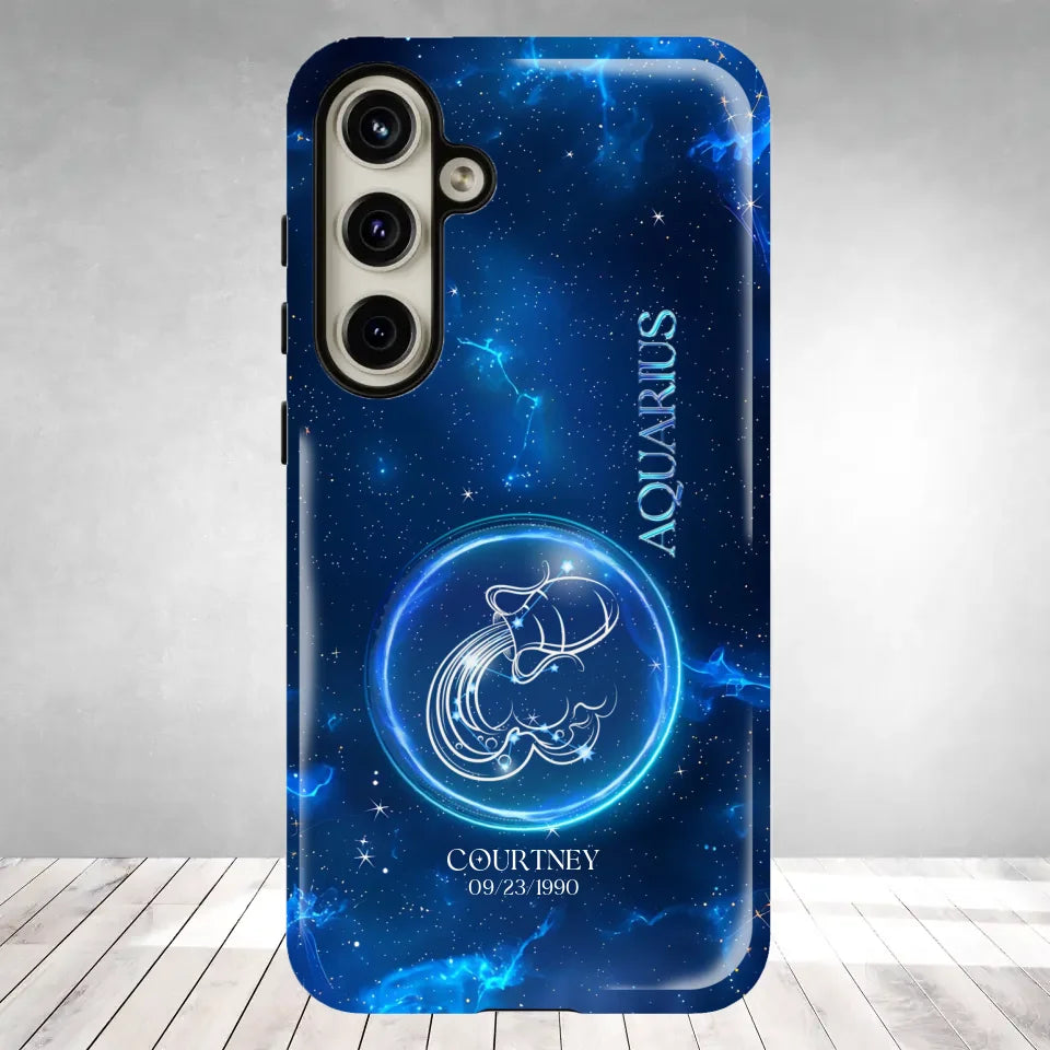 Zodiac Signs In Dark Blue Sky - Custom Zodiac - Personalized Gifts For Her - Samsung Tough Phone Case