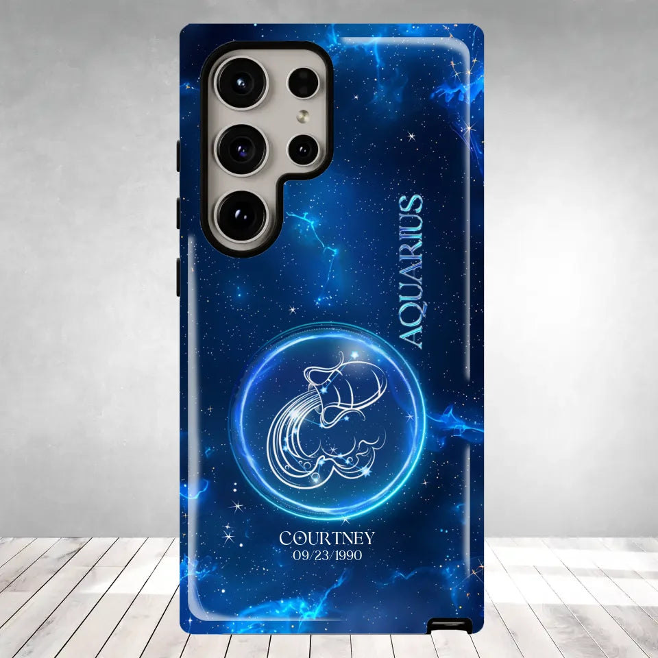 Zodiac Signs In Dark Blue Sky - Custom Zodiac - Personalized Gifts For Her - Samsung Tough Phone Case