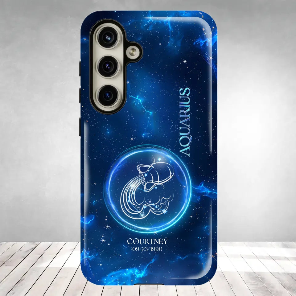 Zodiac Signs In Dark Blue Sky - Custom Zodiac - Personalized Gifts For Her - Samsung Tough Phone Case