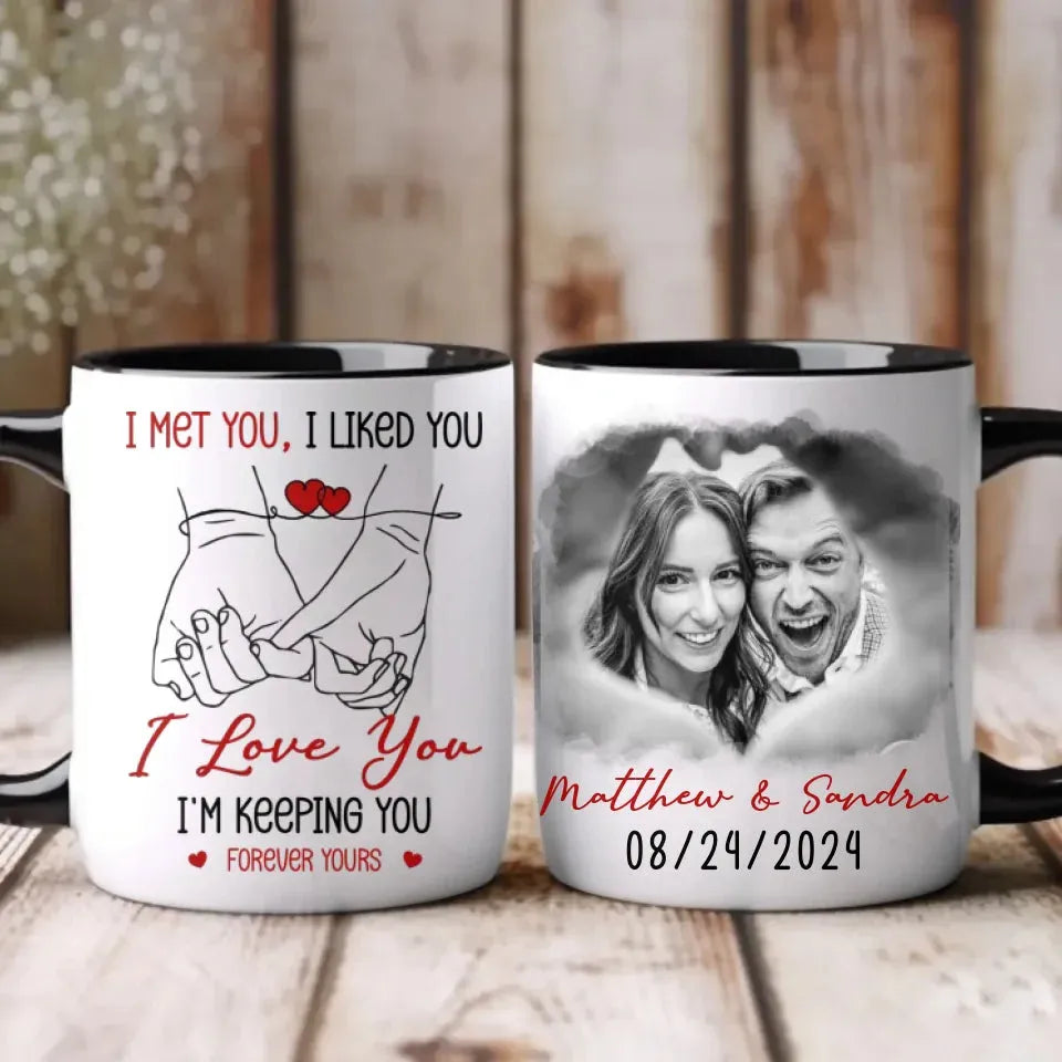 I Met You, I Liked You, Pinky Promise Sketch Style - Personalized Gifts For Couples - Mug