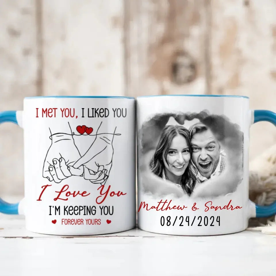 I Met You, I Liked You, Pinky Promise Sketch Style - Personalized Gifts For Couples - Mug