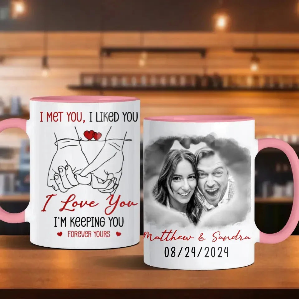 I Met You, I Liked You, Pinky Promise Sketch Style - Personalized Gifts For Couples - Mug