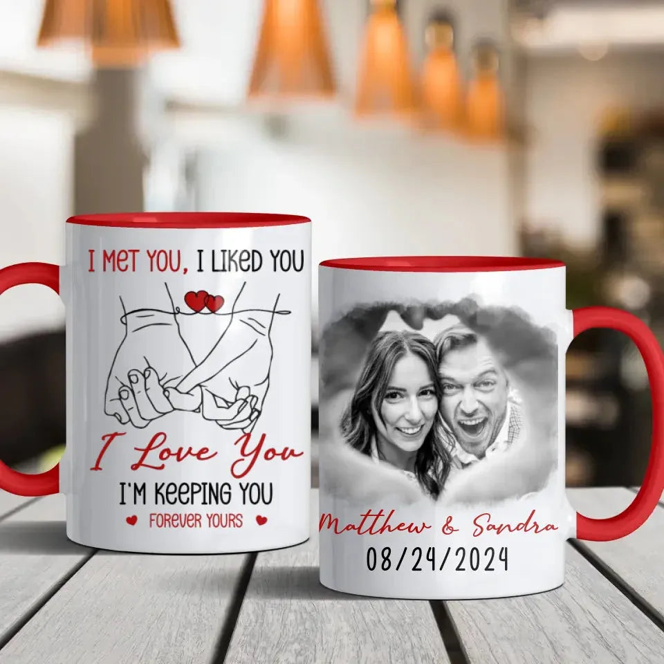 I Met You, I Liked You, Pinky Promise Sketch Style - Personalized Gifts For Couples - Mug