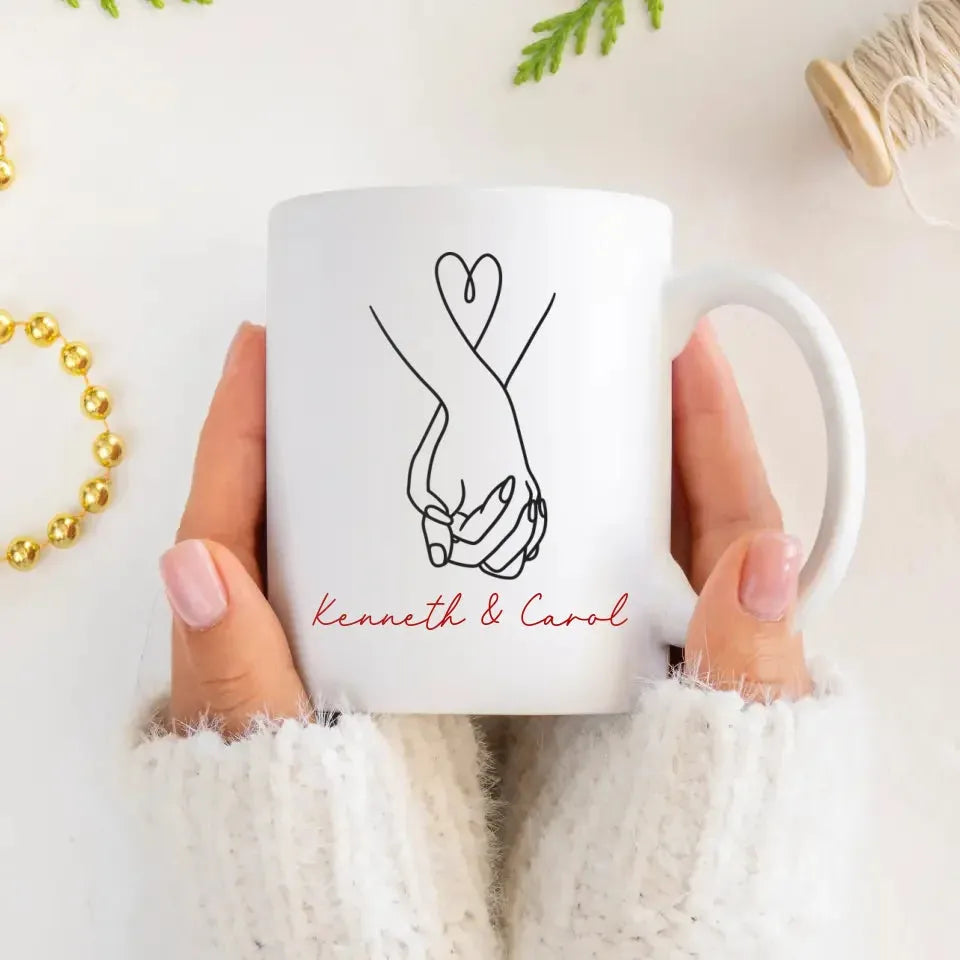 I Met You, I Liked You, Hand Holding Sketch Style - Personalized Gifts For Couples - Mug