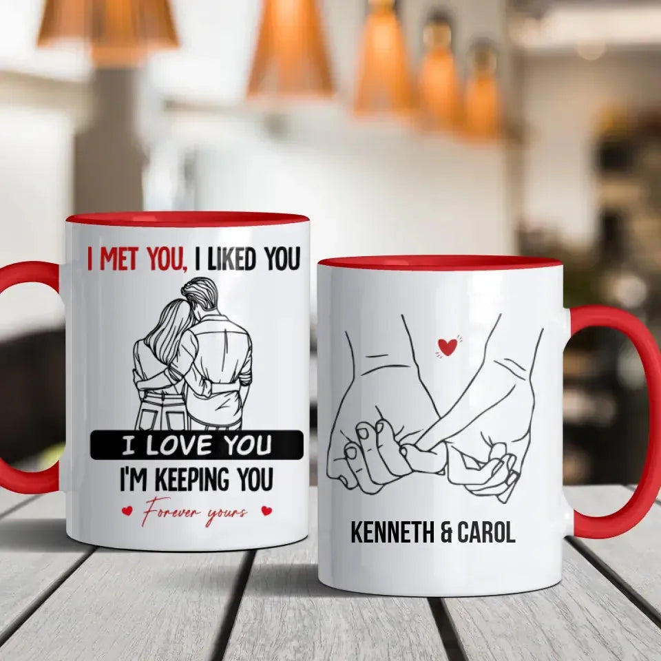 I Met You, I Liked You, Hugging Couple Sketch Style - Personalized Gifts For Couples - Mug