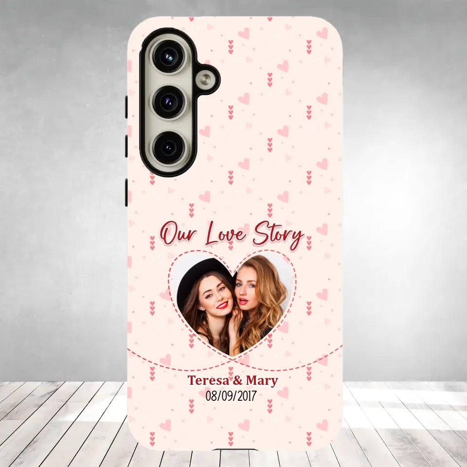 Our Love Story With Girly Vibe - Personalized Gifts For Couples - Samsung Tough Phone Case