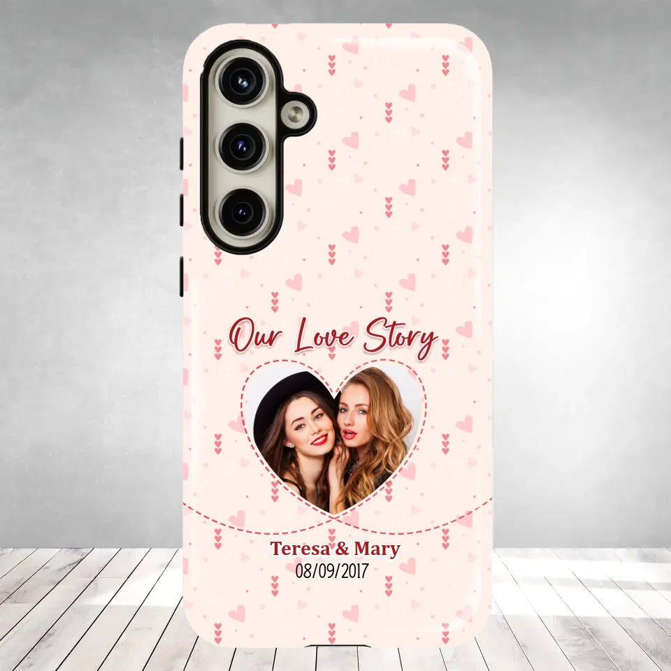 Our Love Story With Girly Vibe - Personalized Gifts For Couples - Samsung Tough Phone Case