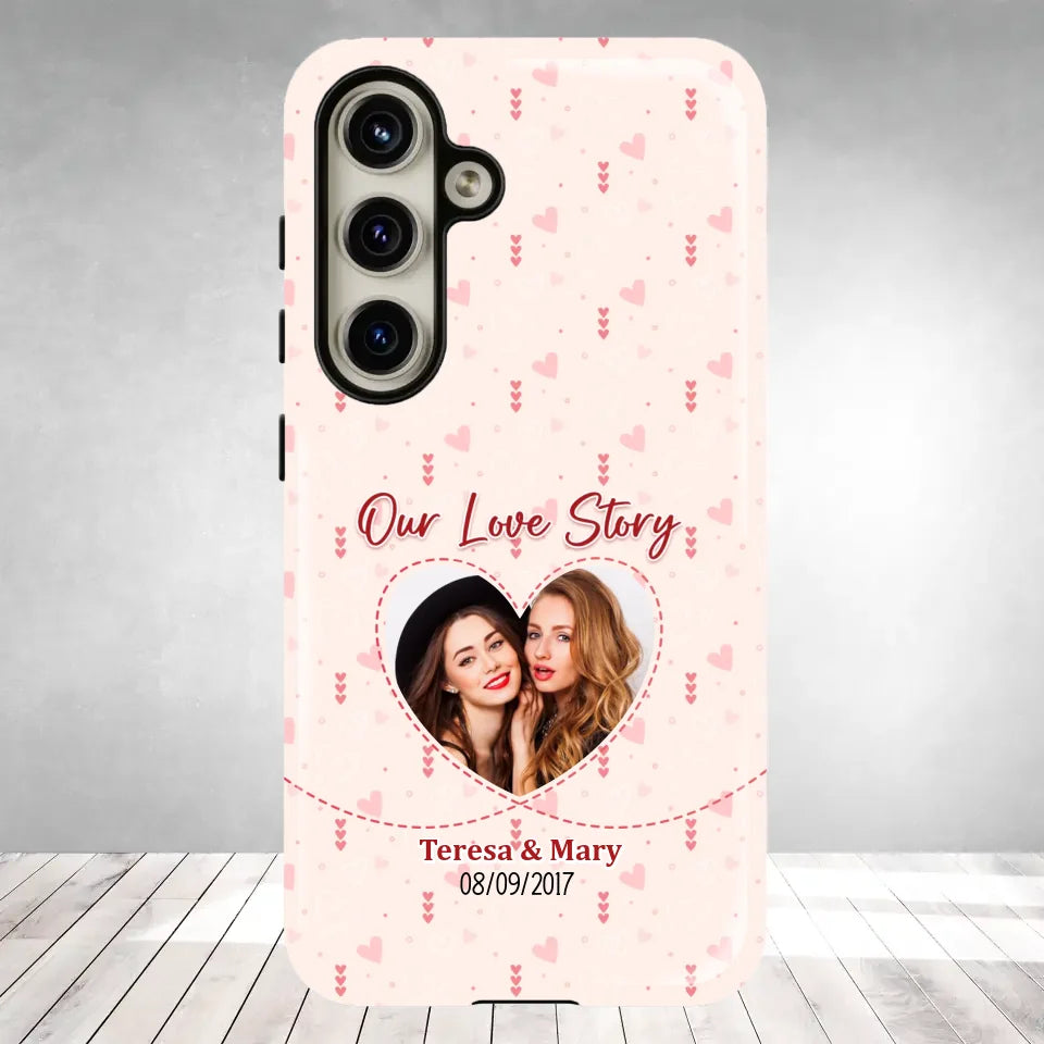 Our Love Story With Girly Vibe - Personalized Gifts For Couples - Samsung Tough Phone Case