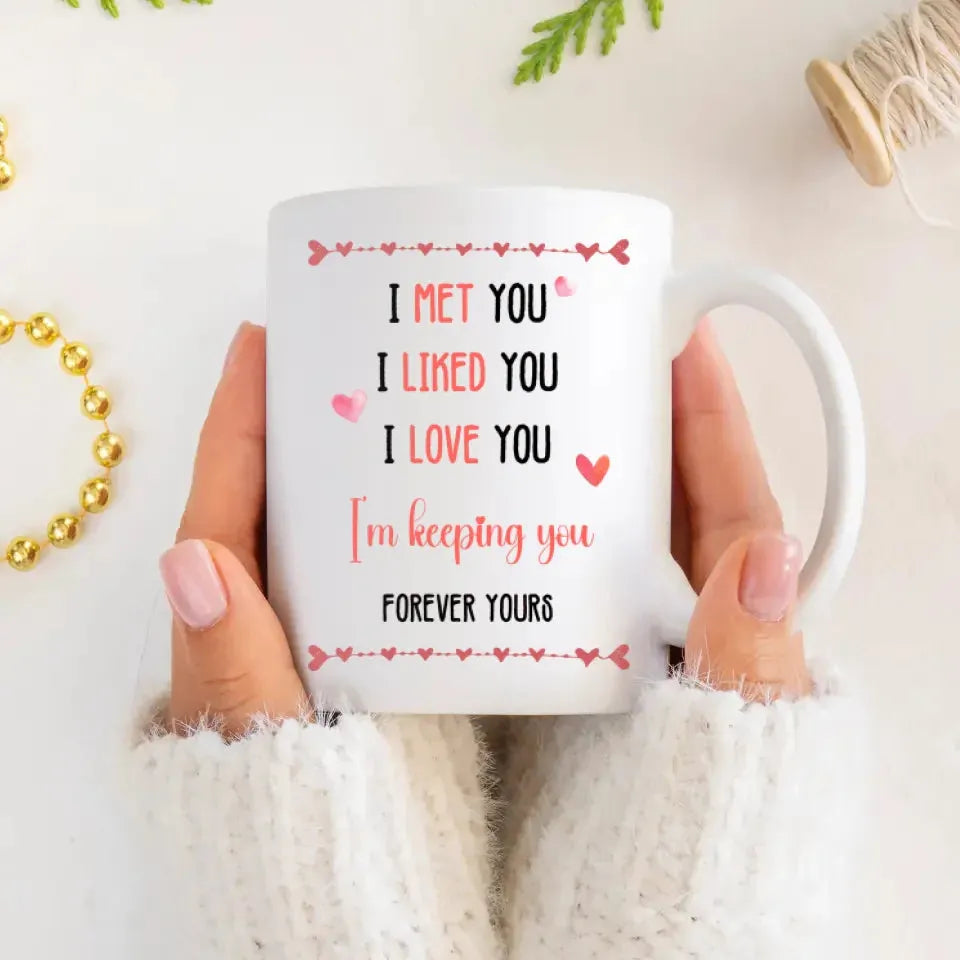 I Met You, I Liked You, I Love You, Water Color Style - Personalized Gifts For Couples - Mug