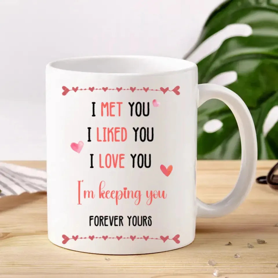 I Met You, I Liked You, I Love You, Water Color Style - Personalized Gifts For Couples - Mug