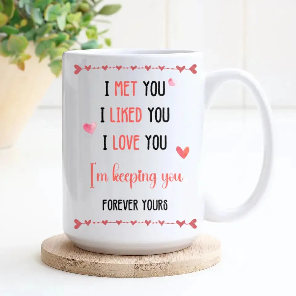 I Met You, I Liked You, I Love You, Water Color Style - Personalized Gifts For Couples - Mug