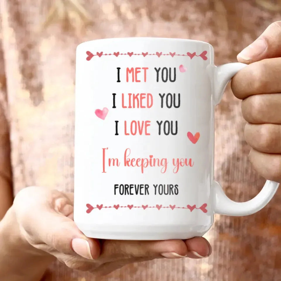 I Met You, I Liked You, I Love You, Water Color Style - Personalized Gifts For Couples - Mug