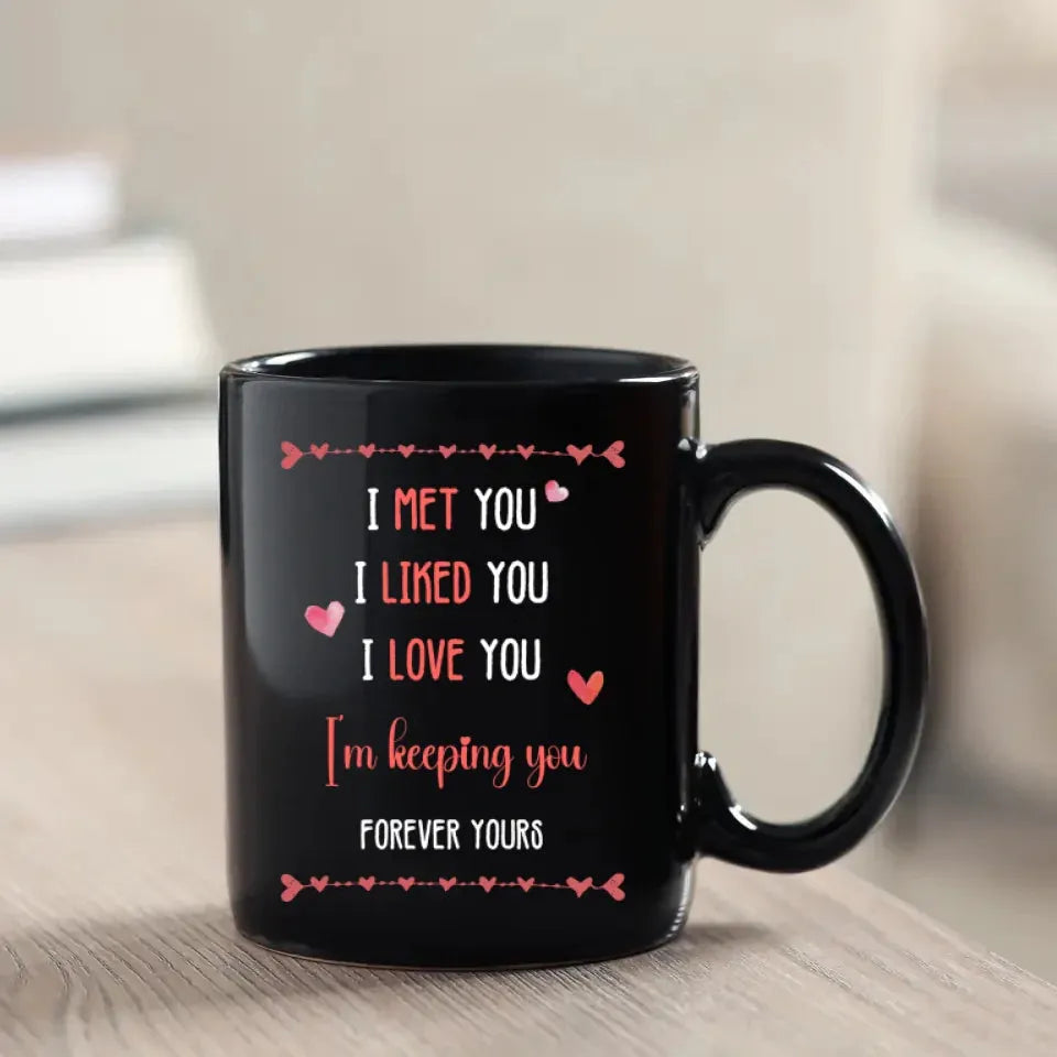 I Met You, I Liked You, I Love You, Water Color Style - Personalized Gifts For Couples - Mug