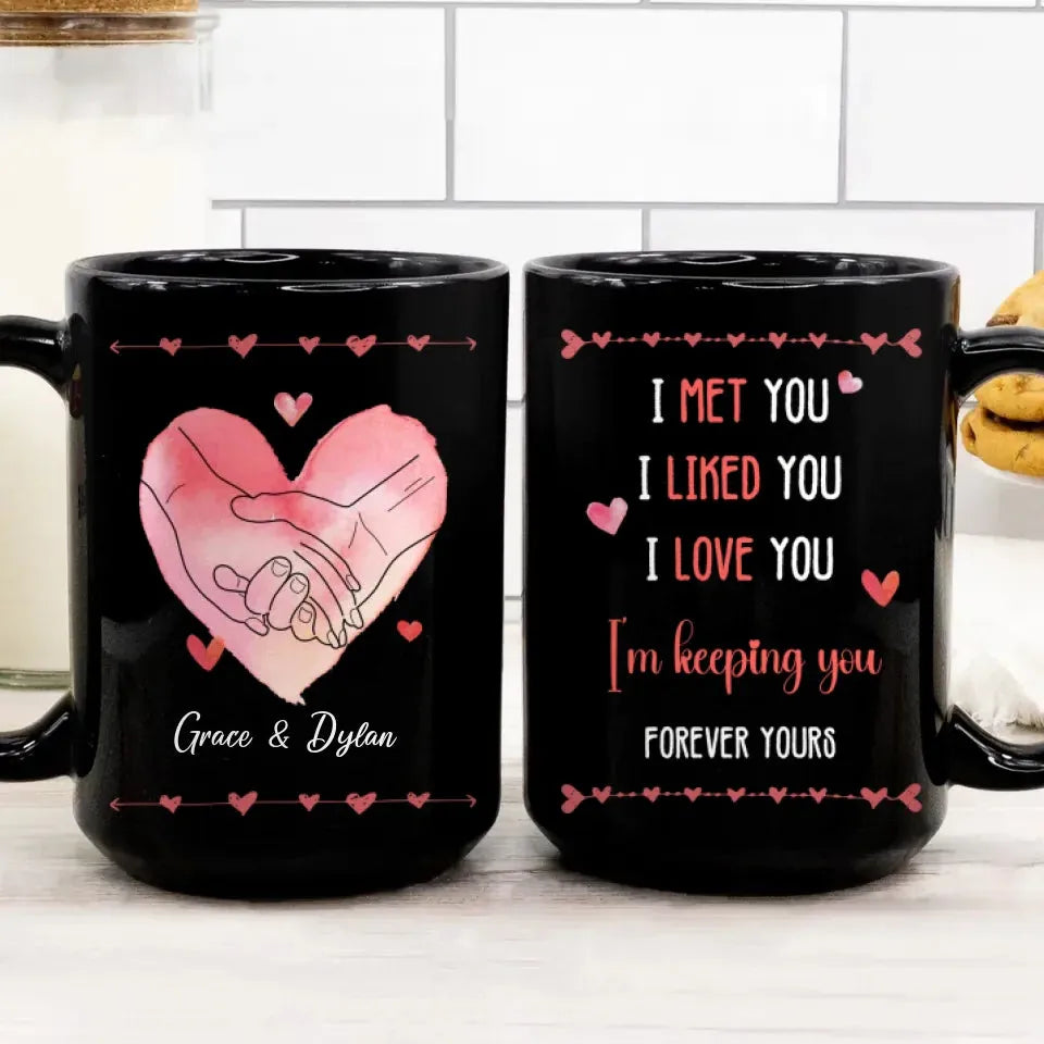 I Met You, I Liked You, I Love You, Water Color Style - Personalized Gifts For Couples - Mug