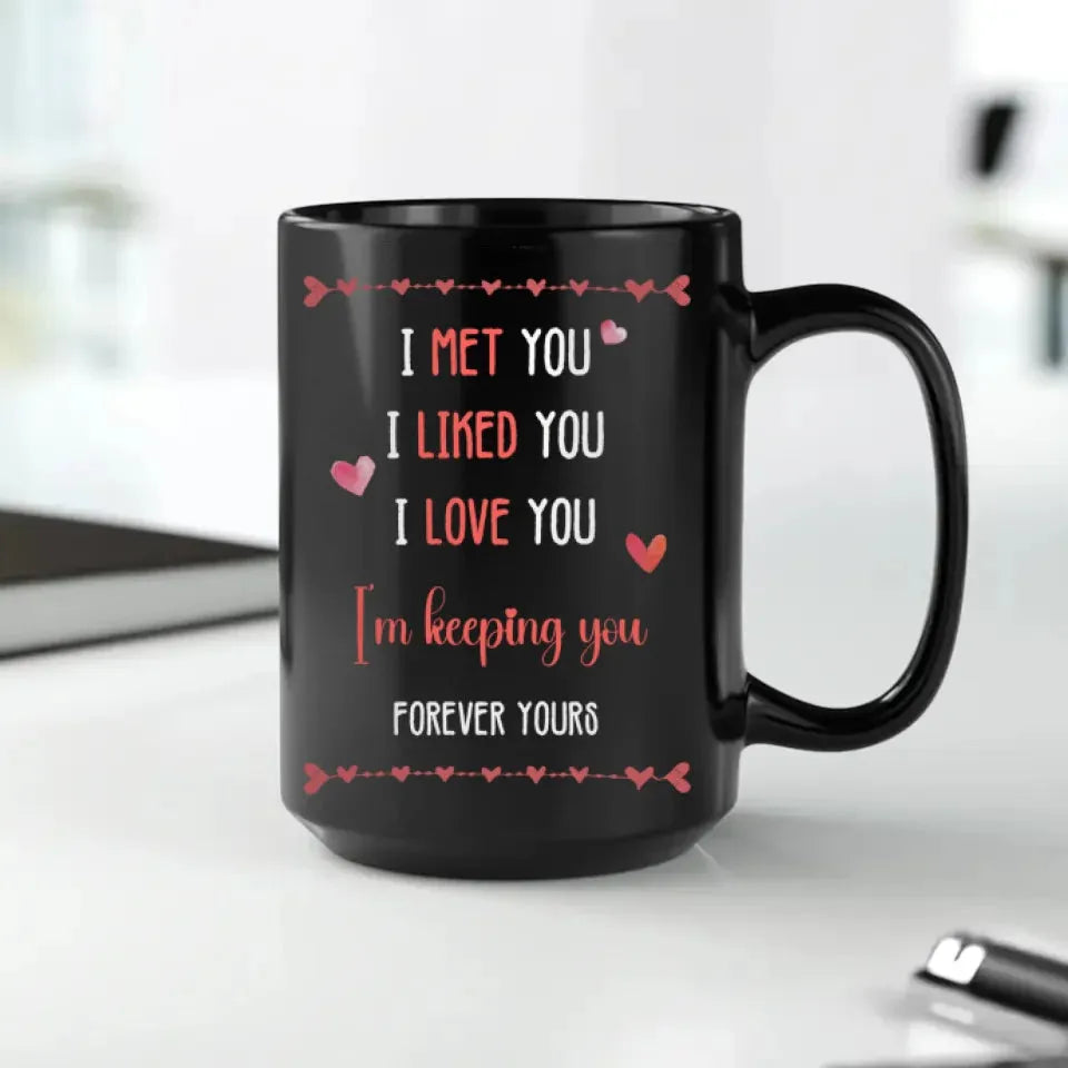 I Met You, I Liked You, I Love You, Water Color Style - Personalized Gifts For Couples - Mug