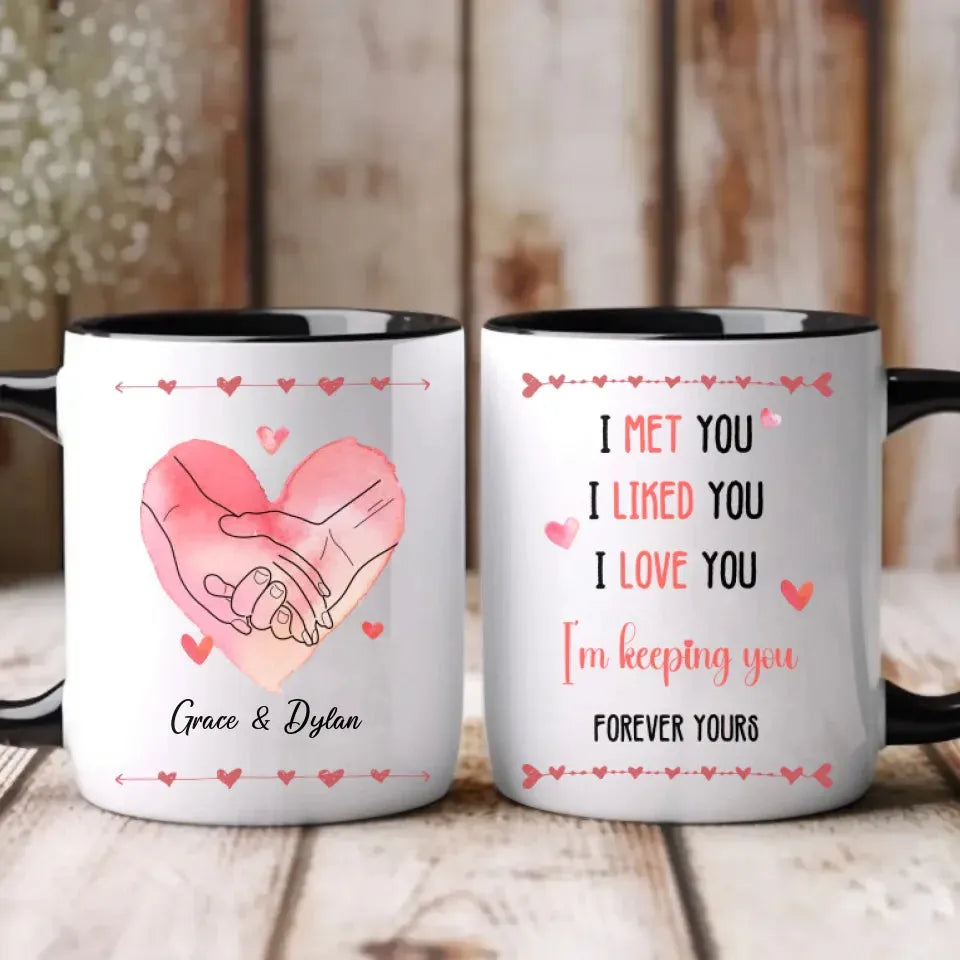 I Met You, I Liked You, I Love You, Water Color Style - Personalized Gifts For Couples - Mug