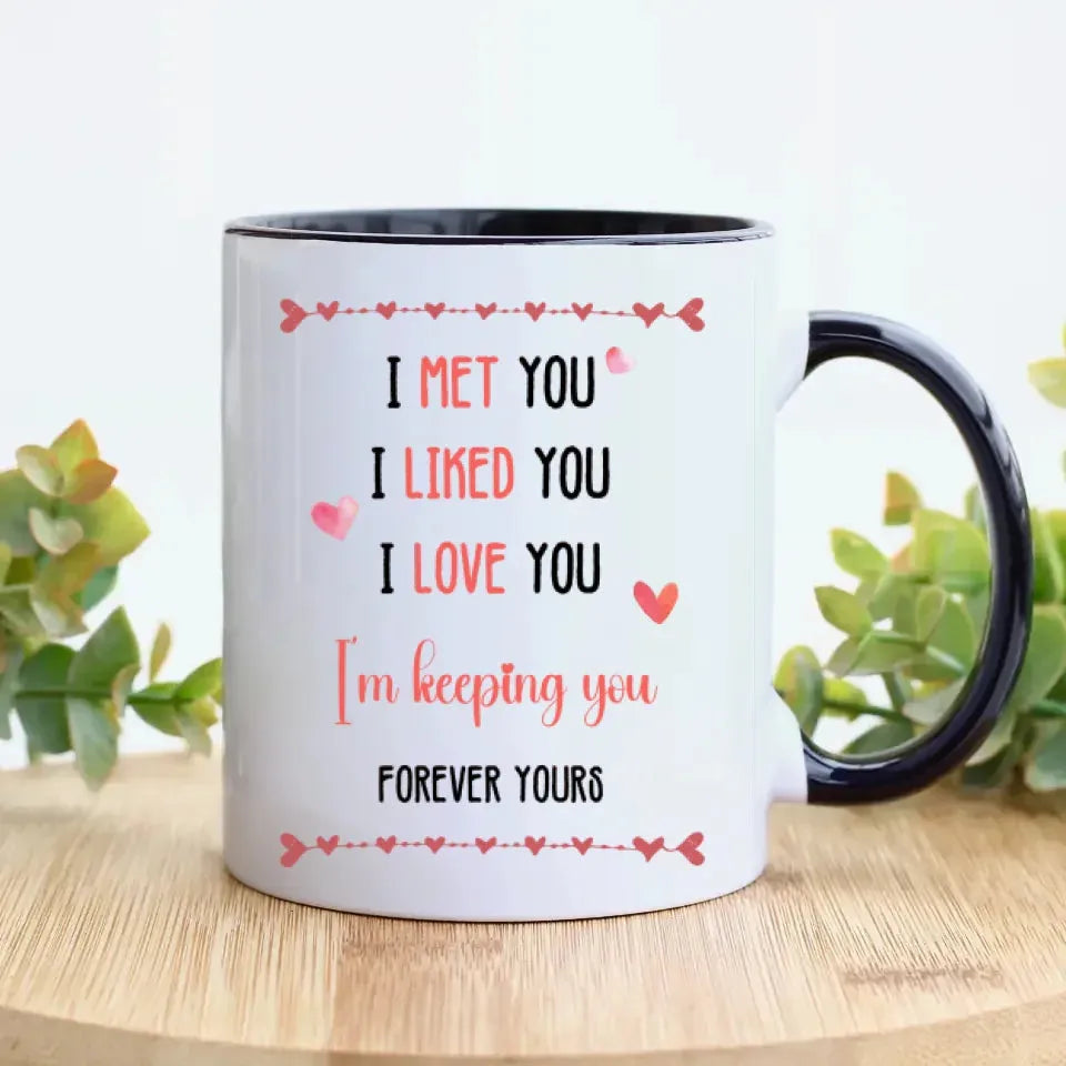 I Met You, I Liked You, I Love You, Water Color Style - Personalized Gifts For Couples - Mug