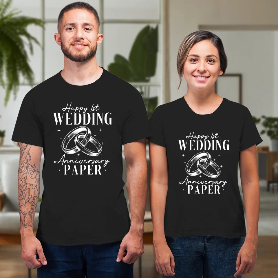 Happy Wedding Anniversary Paper - Personalized Gifts For Couples - Unisex T-Shirt