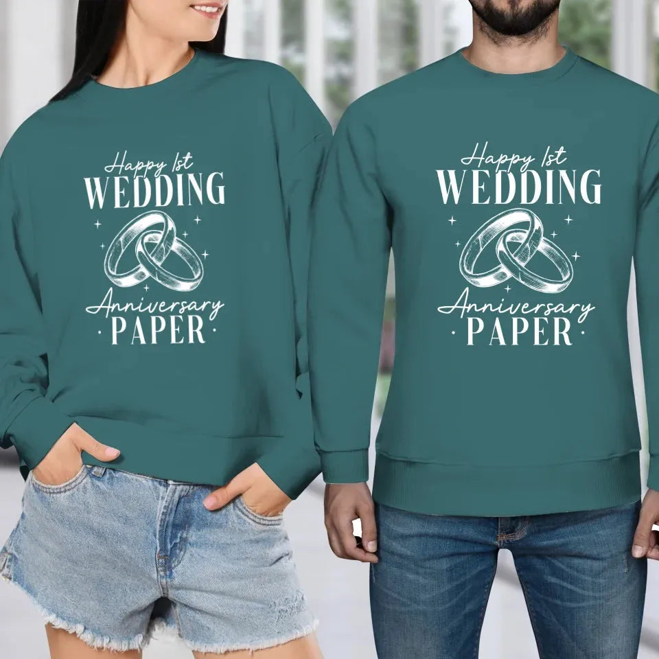 Happy Wedding Anniversary Paper - Personalized Gifts For Couples - Unisex Sweater