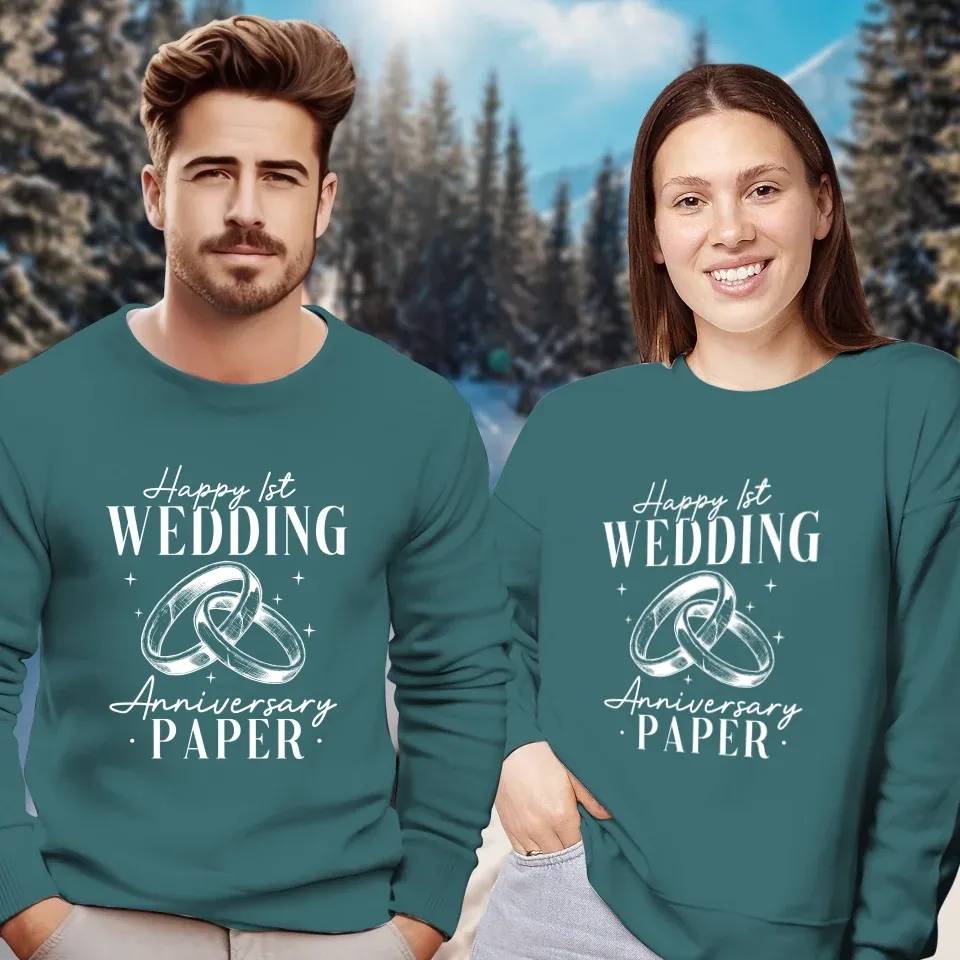 Happy Wedding Anniversary Paper - Personalized Gifts For Couples - Unisex Sweater