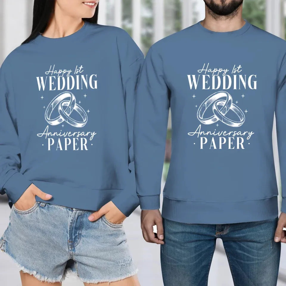 Happy Wedding Anniversary Paper - Personalized Gifts For Couples - Unisex Sweater