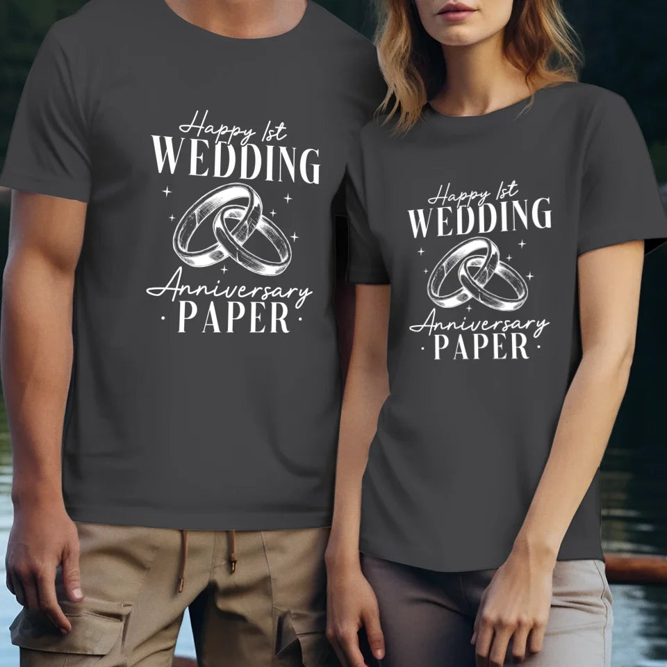 Happy Wedding Anniversary Paper - Personalized Gifts For Couples - Unisex T-Shirt