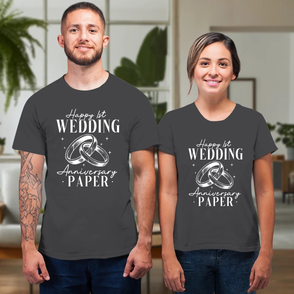 Happy Wedding Anniversary Paper - Personalized Gifts For Couples - Unisex T-Shirt