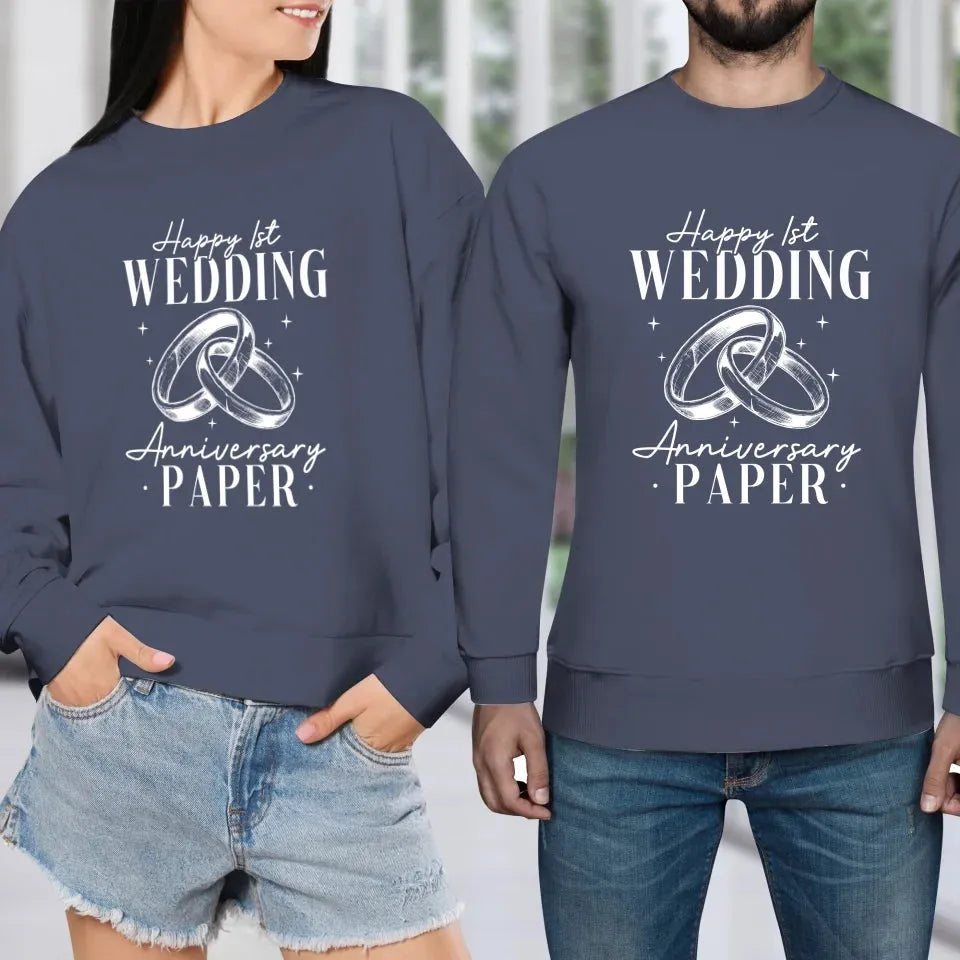 Happy Wedding Anniversary Paper - Personalized Gifts For Couples - Unisex Sweater