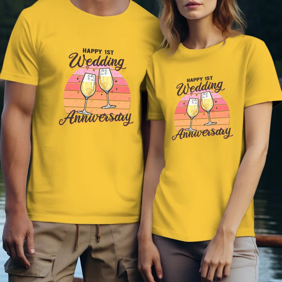 Cheer Happy Wedding Anniversary - Personalized Gifts For Couples - Unisex T-Shirt