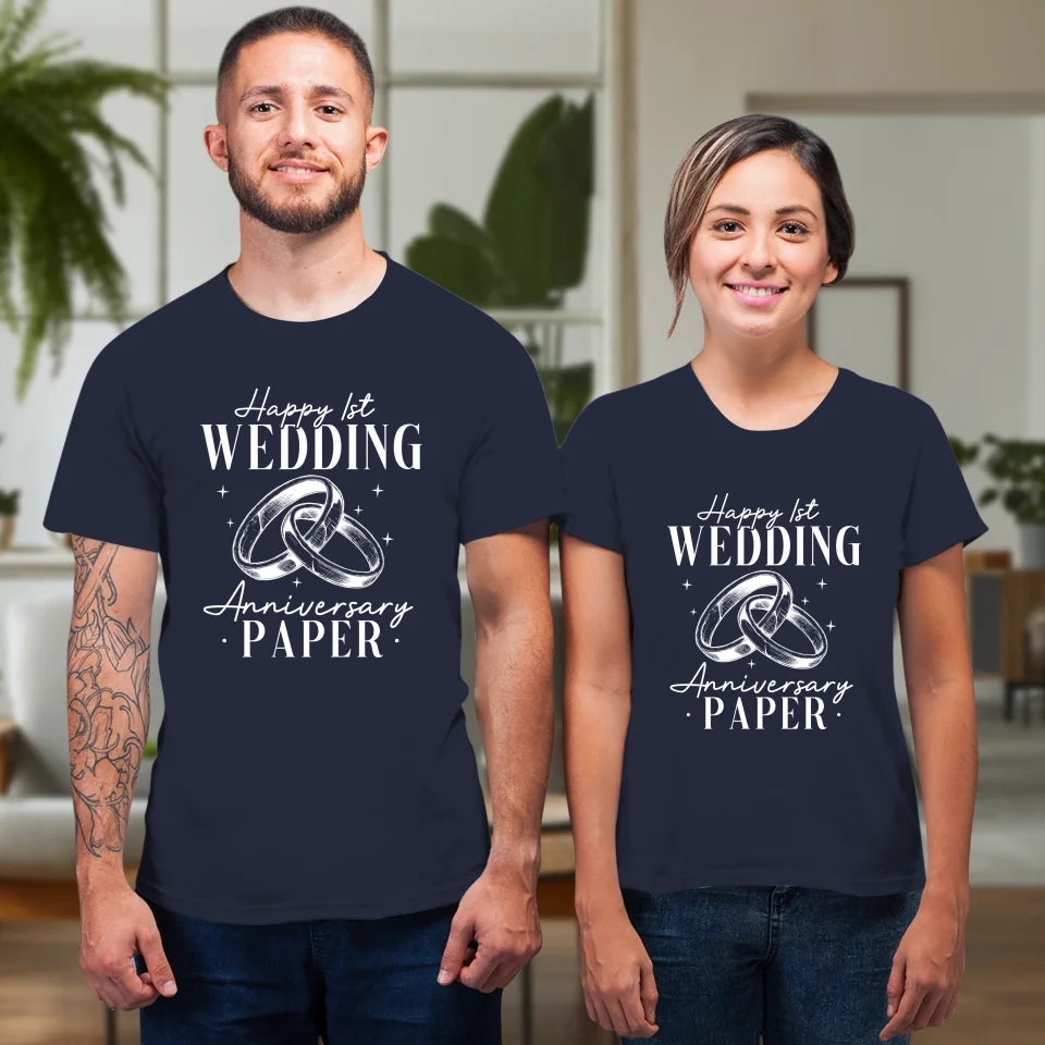 Happy Wedding Anniversary Paper - Personalized Gifts For Couples - Unisex T-Shirt