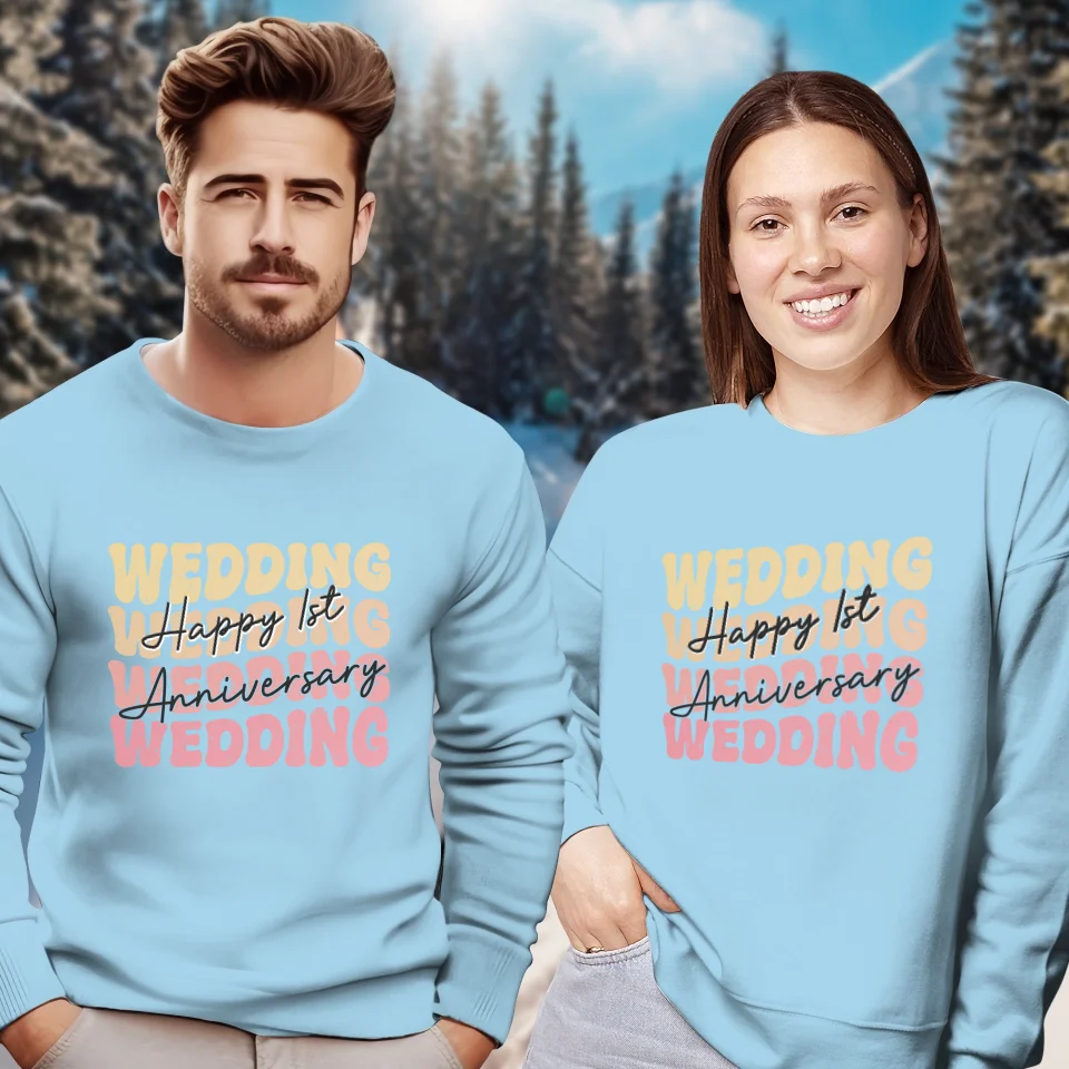 Happy Wedding Anniversary Groovy - Personalized Gifts For Couples - Unisex Sweater