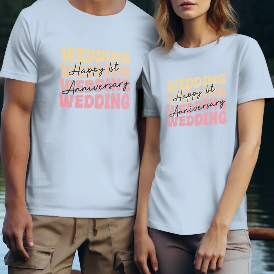 Happy Wedding Anniversary Groovy - Personalized Gifts For Couples - Unisex T-Shirt