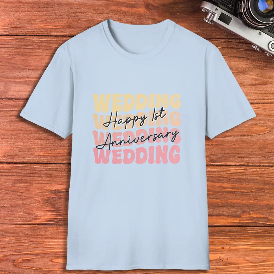 Happy Wedding Anniversary Groovy - Personalized Gifts For Couples - Unisex T-Shirt