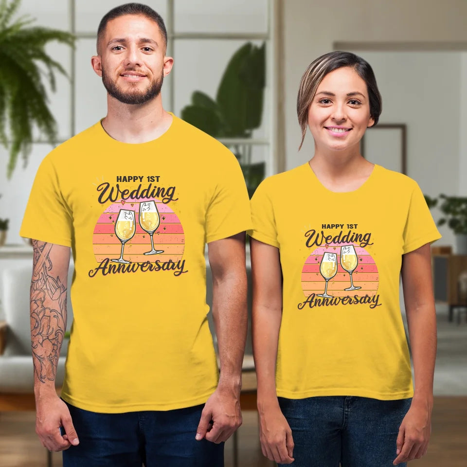 Cheer Happy Wedding Anniversary - Personalized Gifts For Couples - Unisex T-Shirt