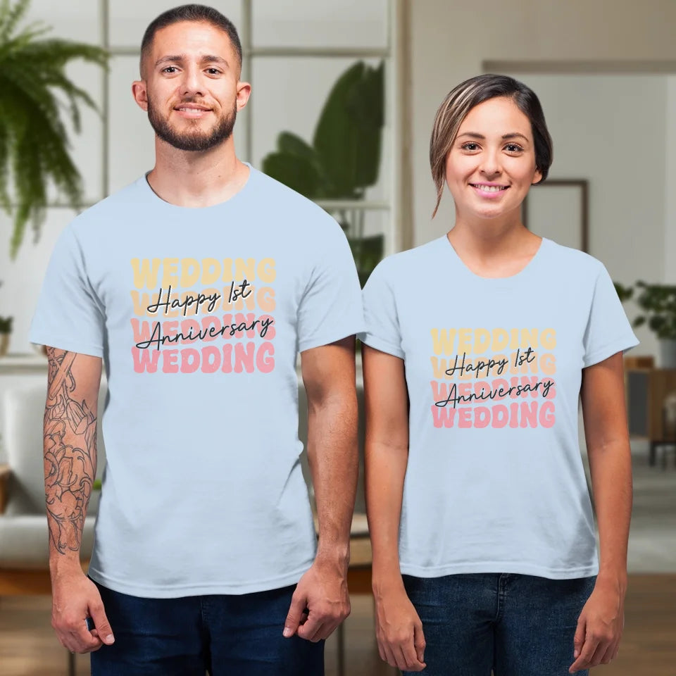 Happy Wedding Anniversary Groovy - Personalized Gifts For Couples - Unisex T-Shirt