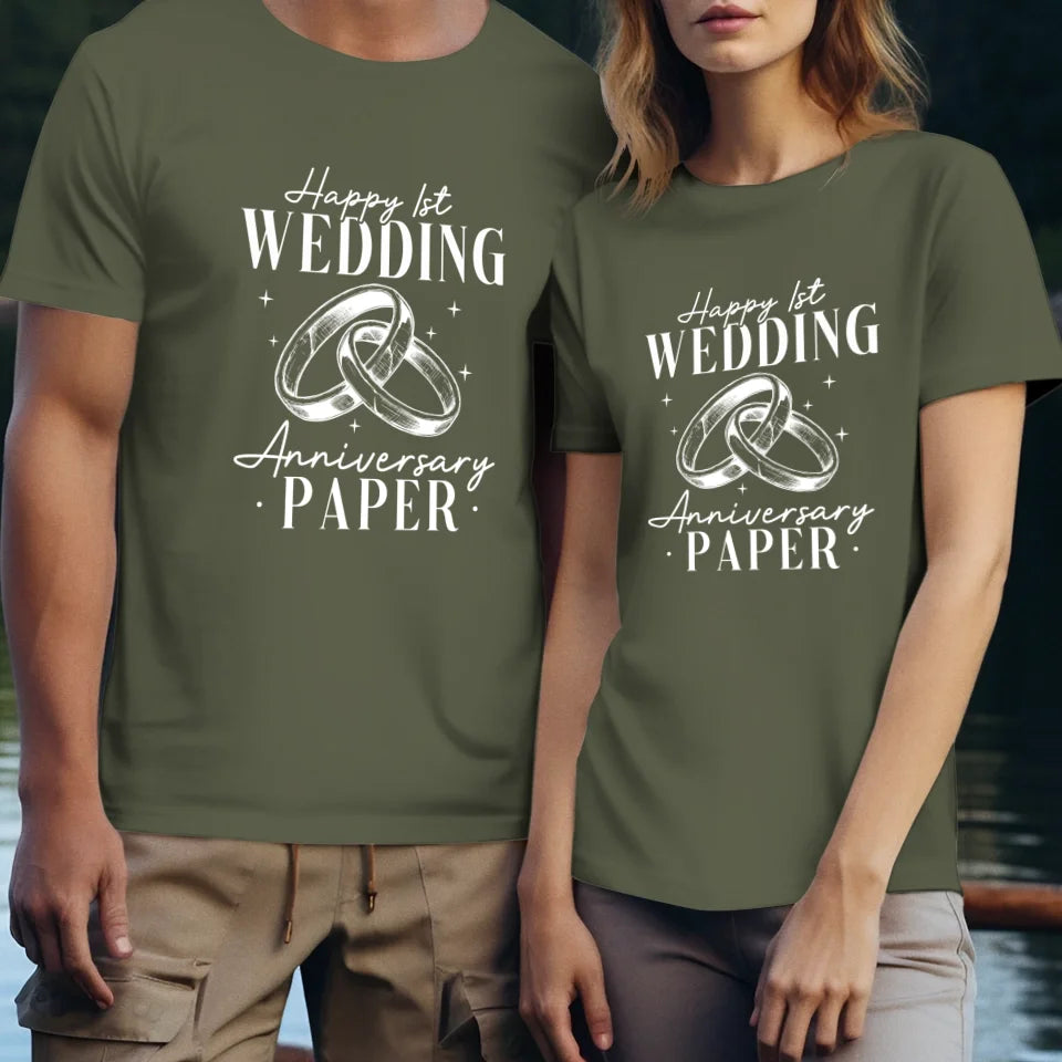 Happy Wedding Anniversary Paper - Personalized Gifts For Couples - Unisex T-Shirt