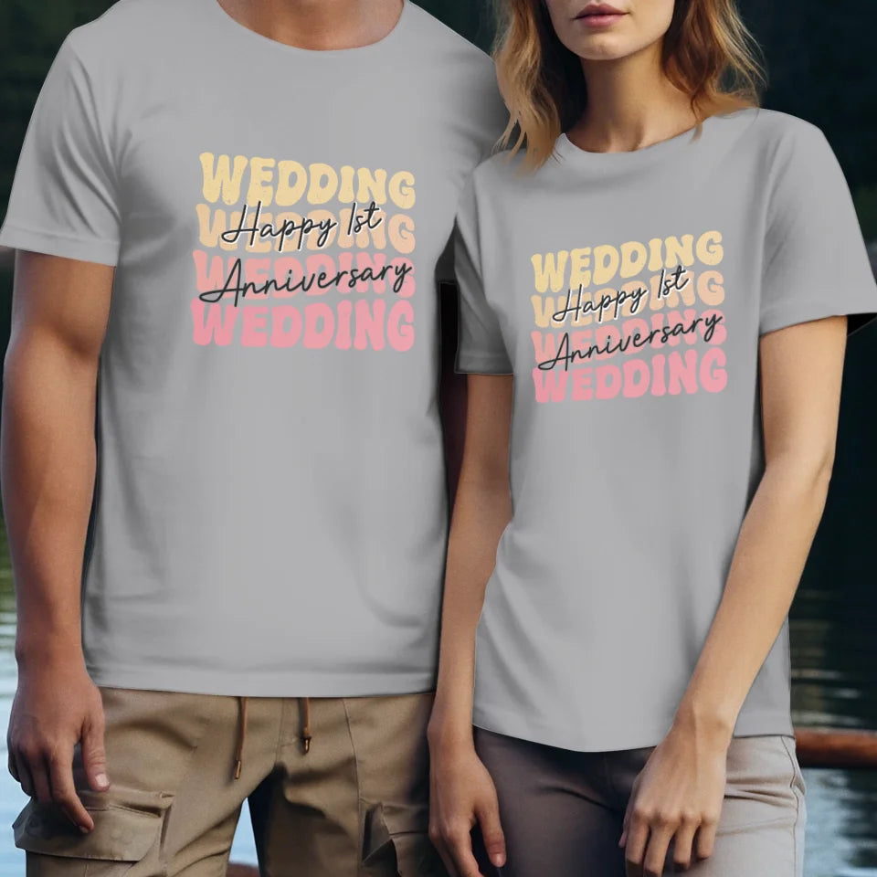 Happy Wedding Anniversary Groovy - Personalized Gifts For Couples - Unisex T-Shirt