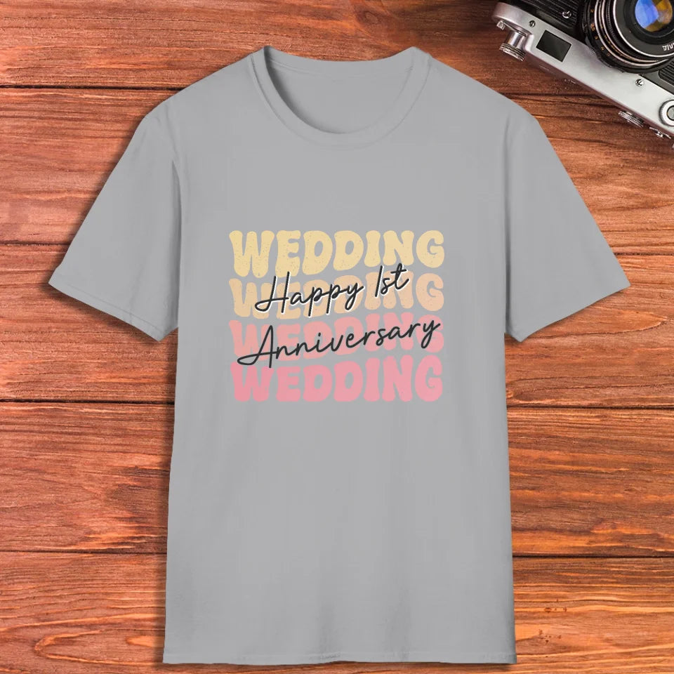 Happy Wedding Anniversary Groovy - Personalized Gifts For Couples - Unisex T-Shirt